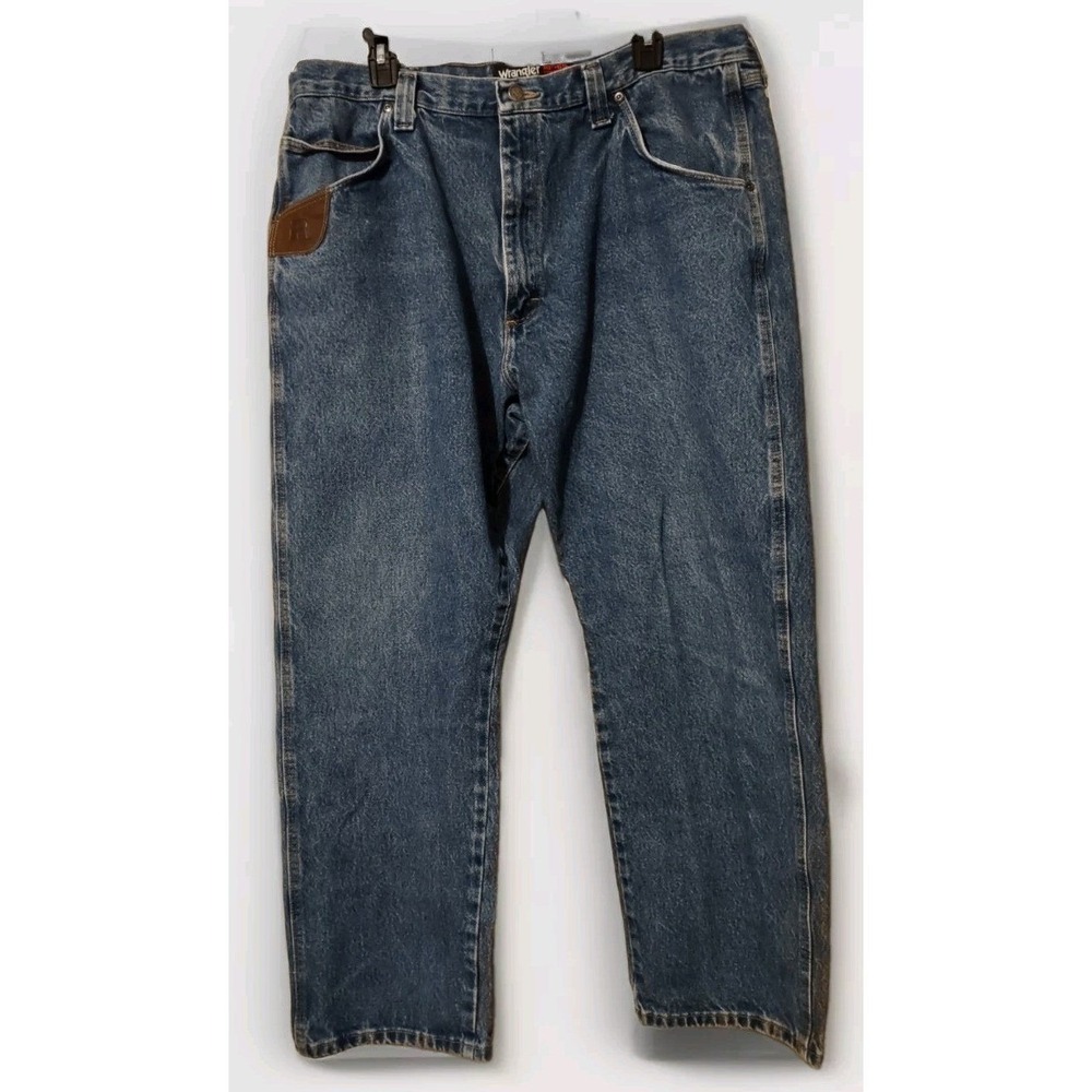 Wrangler Riggs Workwear Jeans Men's Size 40 X  30 Denim Blue  Jeans Leather Logo